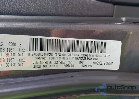 2018 Dodge Durango Sxt Awd z USA, uszkodzony, nr VIN 1C4RDJAG1JC172857